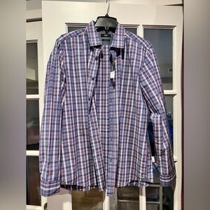 Boss Blue and Pink Plaid Dress Shirt